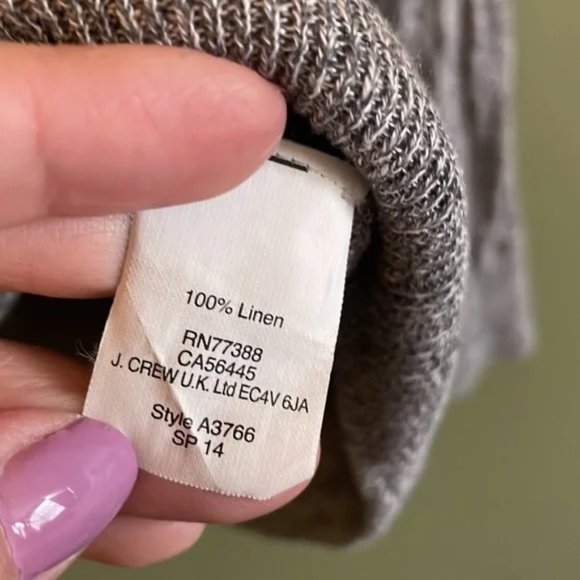 Madewell Varsity Inset Stripe Grey 100% Linen Light Sweater Sz M - Picture 2 of 6